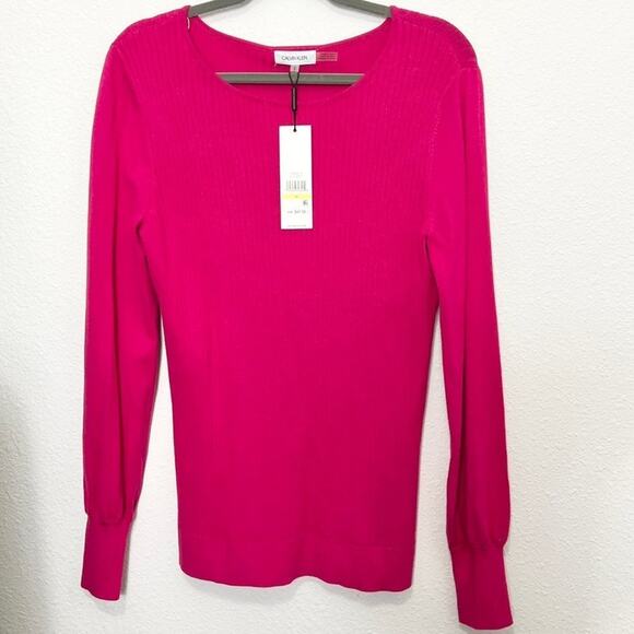 Women's Calvin Klein pink ribbed long sleeve size medium - Picture 1 of 5